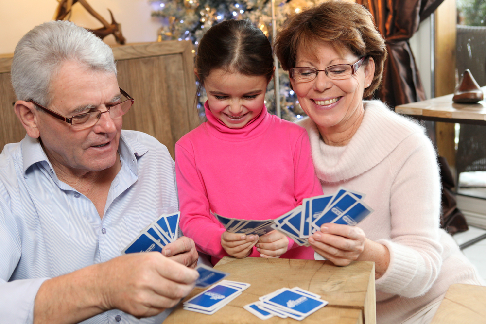 family playing cards