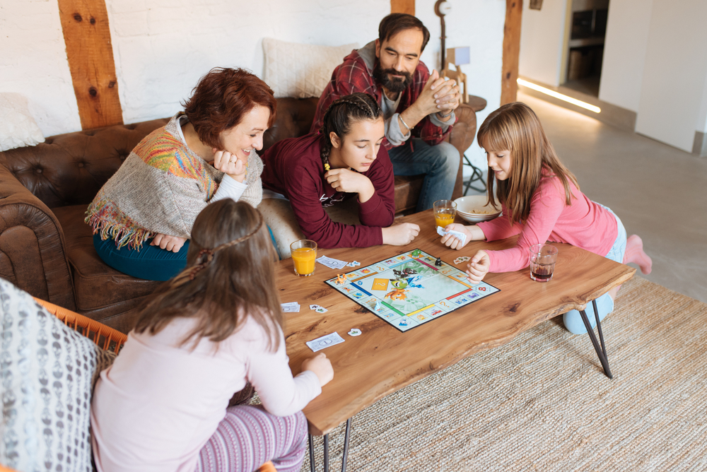 family playing game